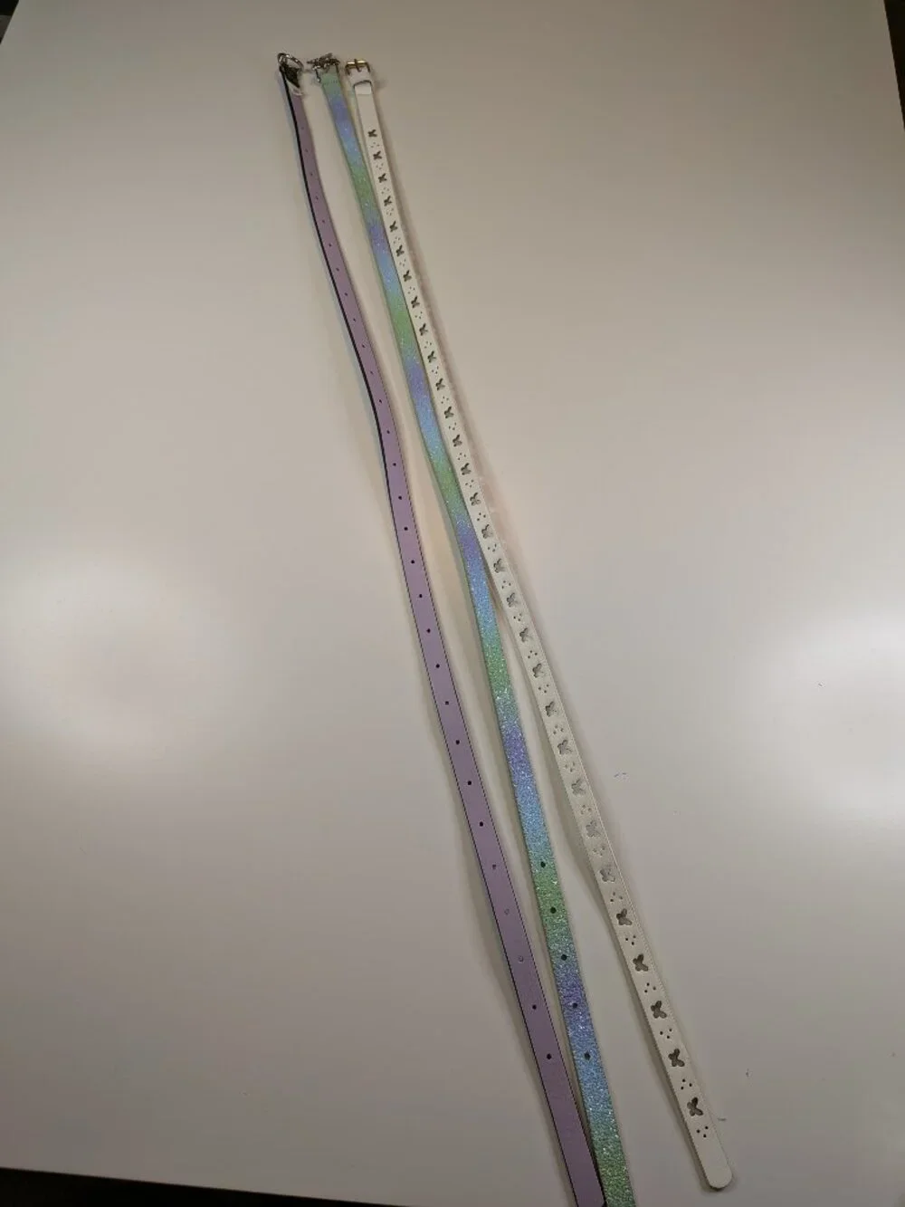 Target Girls Belt Lot Butterfly Glitter Pastel Fashion Belts 3 Pc Youth